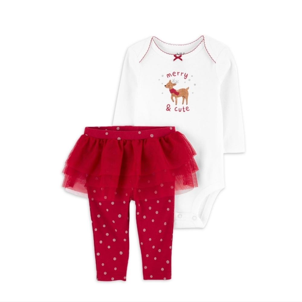 Carter's Child of Mine Baby Girl Christmas Bodysuit and Pants Set, 2-Piece